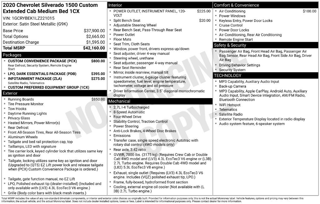 Used 2020 Chevrolet Silverado 1500 Custom w/ Custom Convenience Package AWD/4WD image 26