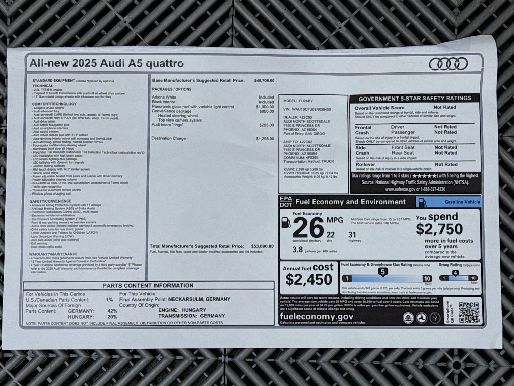 Certified 2025 Audi A5 Premium w/ Convenience Package AWD/4WD image 9