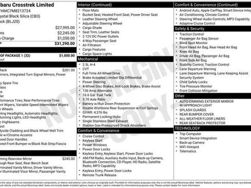 Used 2021 Subaru Crosstrek 2.5i Limited w/ Moonroof Package 1 image 5