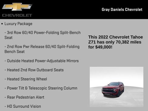 Certified 2022 Chevrolet Tahoe Z71 w/ Z71 Off-Road Package image 26