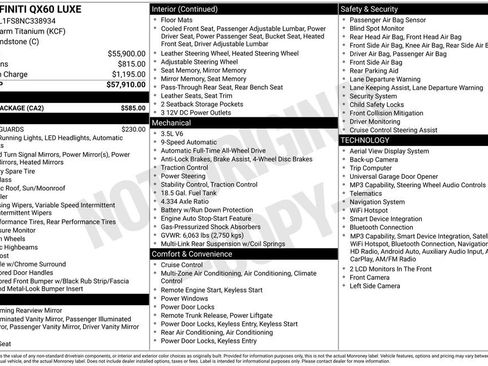 Certified 2022 INFINITI QX60 Luxe w/ Cargo Package AWD/4WD image 2
