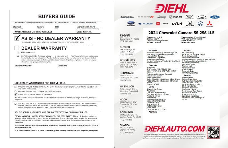Used 2024 Chevrolet Camaro SS RWD image 53