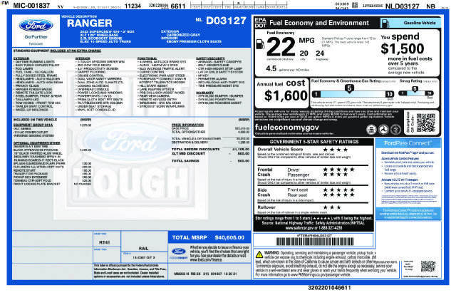 Used 2022 Ford Ranger XLT w/ Equipment Group 301A Mid AWD/4WD image 5