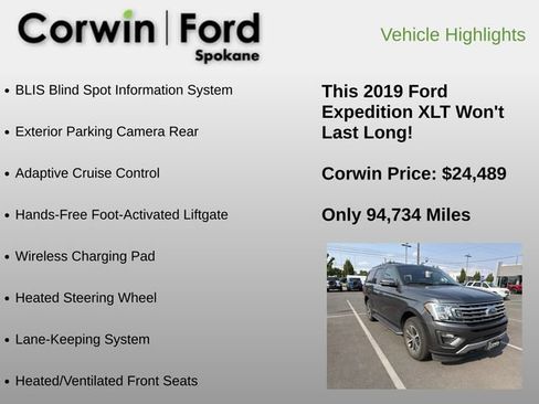 Used 2019 Ford Expedition XLT w/ Equipment Group 202A AWD/4WD image 16