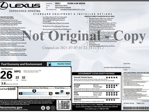 Used 2021 Lexus ES 350 w/ Premium Package FWD image 2