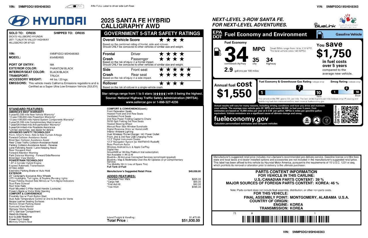 Used 2025 Hyundai Santa Fe Calligraphy AWD/4WD image 3