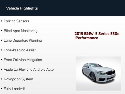 Used 2019 BMW 530e w/ M Sport Package RWD image 51
