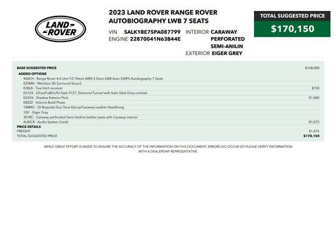 Used 2023 Land Rover Range Rover Long Wheelbase Autobiography AWD/4WD image 87