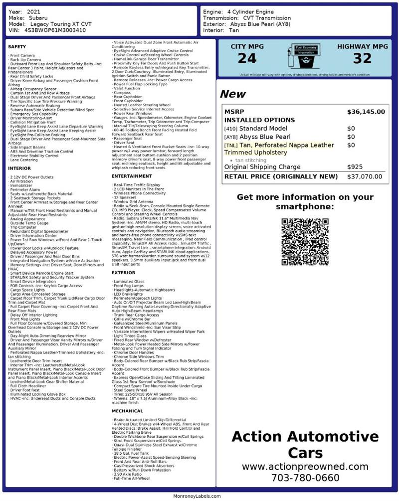 Used 2021 Subaru Legacy Touring XT AWD/4WD image 2