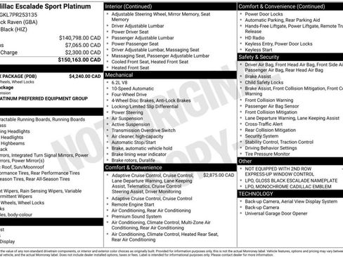 Used 2023 Cadillac Escalade Sport Platinum w/ LPO, ONYX Package AWD/4WD image 3
