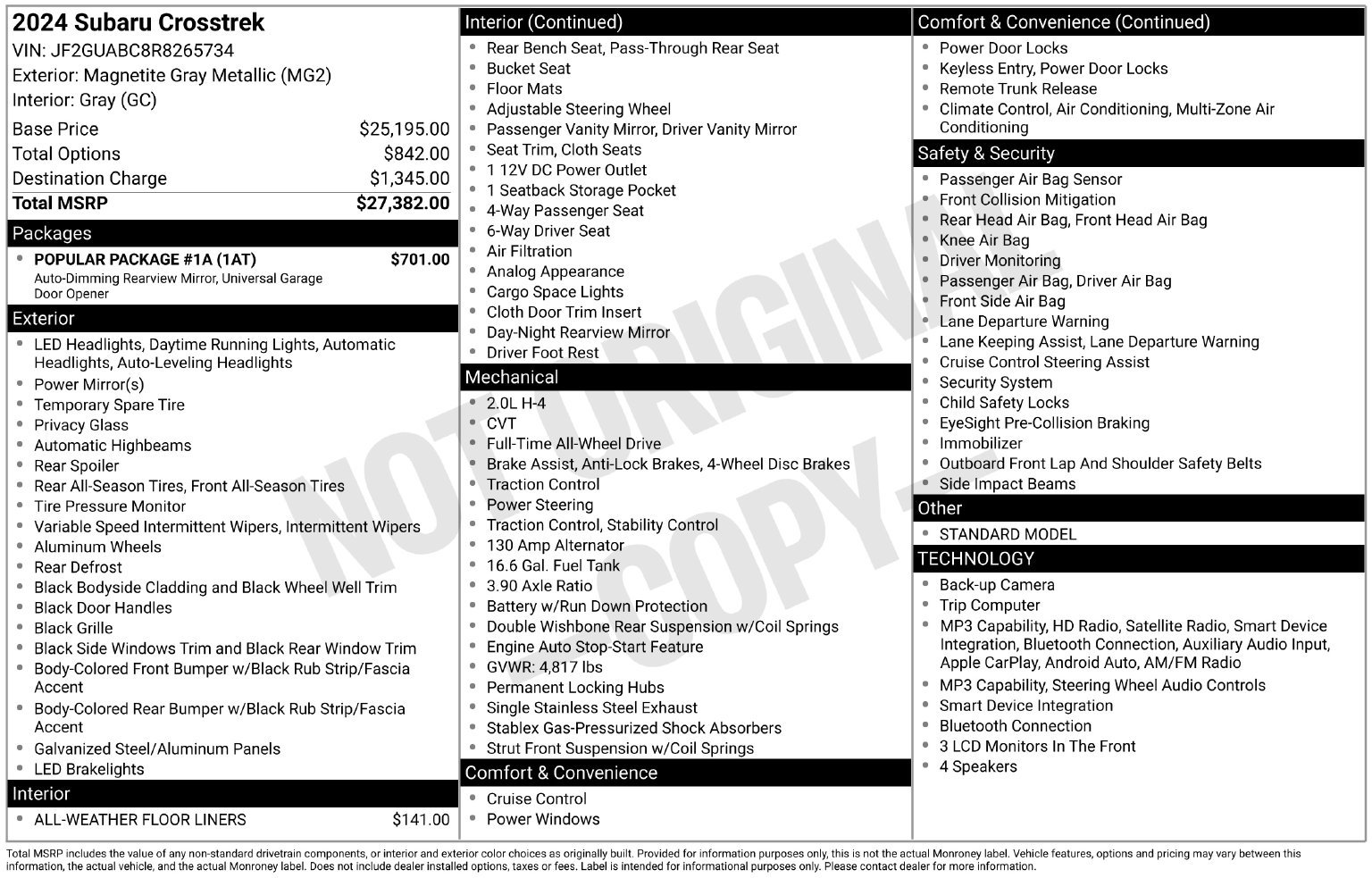 Certified 2024 Subaru Crosstrek 2.0i w/ Popular Package #1A AWD/4WD image 34