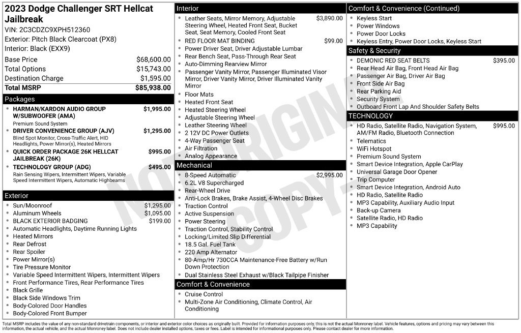 Used 2023 Dodge Challenger SRT Hellcat RWD image 13