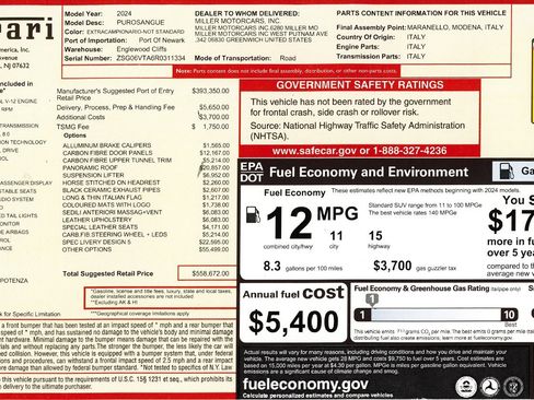 Certified 2024 Ferrari Purosangue AWD/4WD image 2