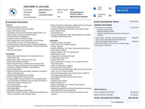 Used 2026 BMW X1 xDrive28i w/ Convenience Package AWD/4WD image 6