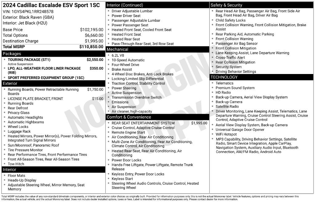 Used 2024 Cadillac Escalade ESV Sport w/ Touring Package AWD/4WD image 8