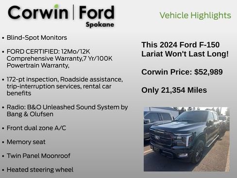 Used 2024 Ford F150 Lariat w/ Equipment Group 502A High AWD/4WD image 15