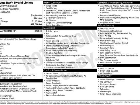 Used 2020 Toyota RAV4 Limited w/ Carpet Mat Package AWD/4WD image 39