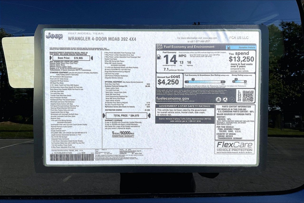New 2027 Jeep Wrangler Unlimited Rubicon 392 AWD/4WD image 36