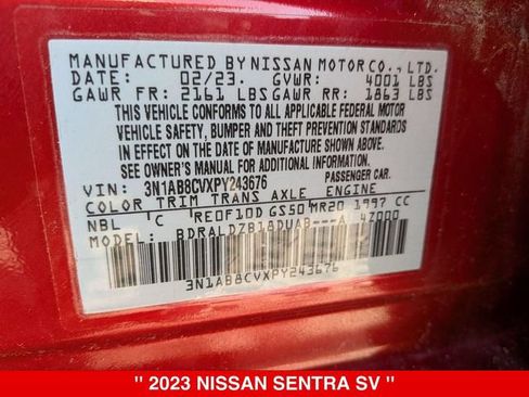 Certified 2023 Nissan Sentra SV w/ SV Premium Package FWD image 41