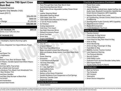 Used 2022 Toyota Tacoma TRD Sport w/ Technology Package AWD/4WD image 46
