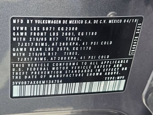 Used 2019 Volkswagen Tiguan S AWD/4WD image 30