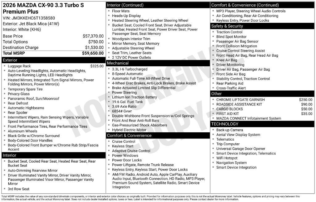Certified 2026 MAZDA CX-90 3.3 Turbo S w/ Premium Plus AWD/4WD image 34