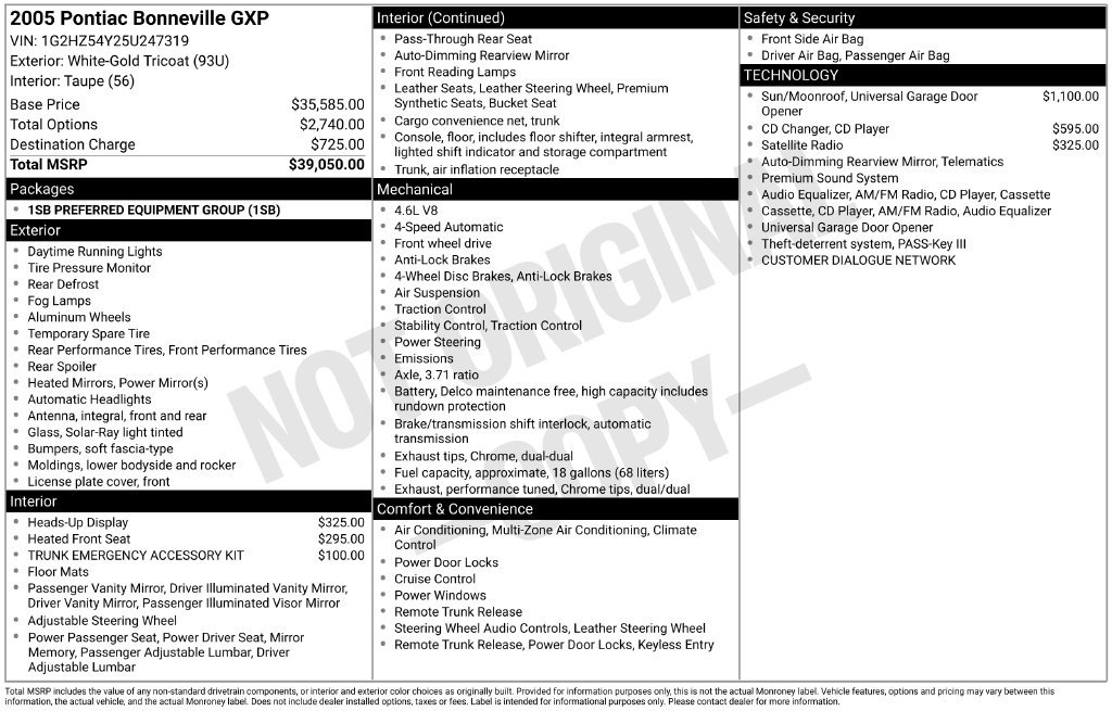 Used 2005 Pontiac Bonneville GXP FWD image 9