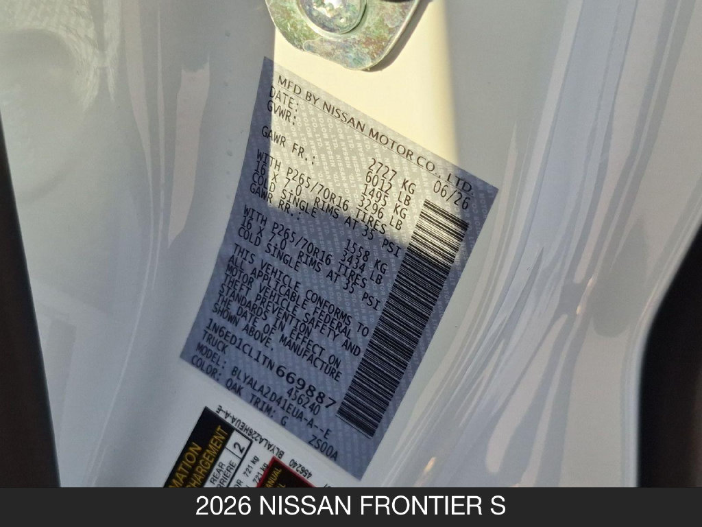 New 2026 Nissan Frontier S RWD image 24