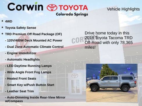 Used 2018 Toyota Tacoma TRD Off-Road AWD/4WD image 7