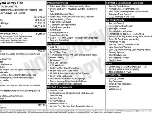 Used 2023 Toyota Camry TRD w/ TRD Package w/JBL Audio image 37