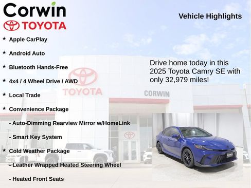 Used 2025 Toyota Camry SE w/ Convenience Package AWD/4WD image 7