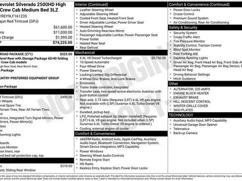Used 2020 Chevrolet Silverado 2500 High Country w/ Z71 Off-Road Package AWD/4WD image 9
