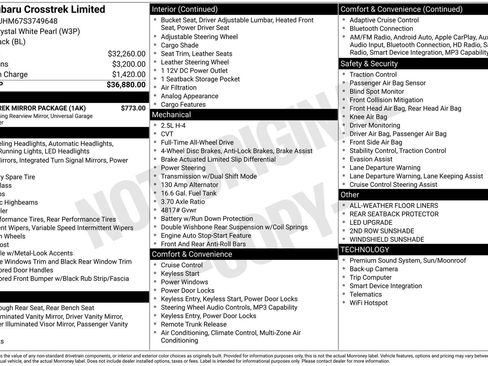 Certified 2025 Subaru Crosstrek 2.5i Limited w/ Crosstrek Mirror Package image 32