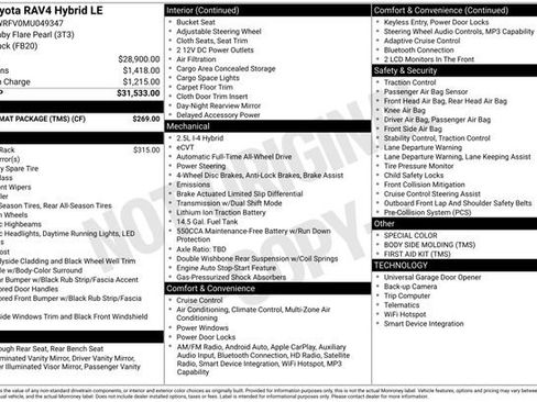 Certified 2021 Toyota RAV4 LE w/ Carpet Mat Package (TMS) AWD/4WD image 35