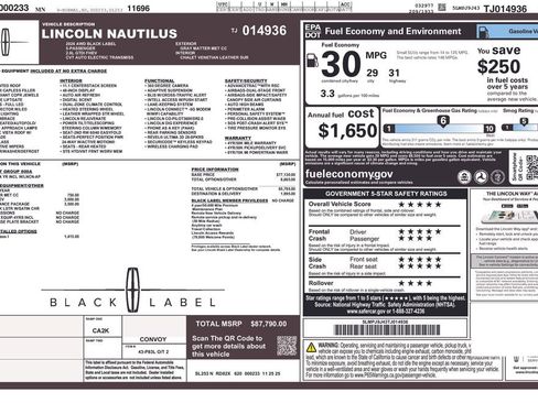 New 2026 Lincoln Nautilus Black Label w/ Jet Appearance Package image 2
