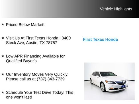 Used 2015 Acura RLX w/ Technology Package FWD image 9