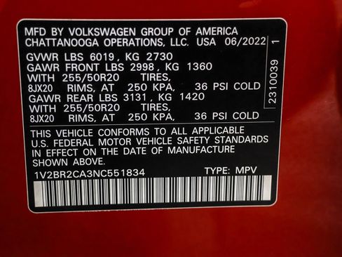 Certified 2022 Volkswagen Atlas SEL image 52