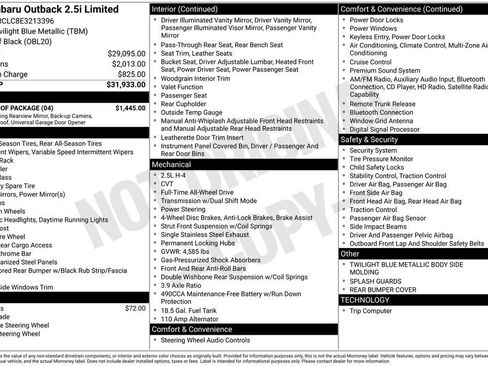 Used 2014 Subaru Outback 2.5i Limited w/ Moonroof Package image 23