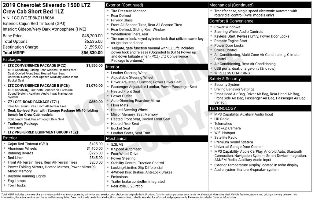 Used 2019 Chevrolet Silverado 1500 LTZ w/ LTZ Convenience Package AWD/4WD image 21