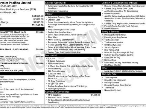 Used 2018 Chrysler Pacifica Limited w/ Tire & Wheel Group FWD image 40
