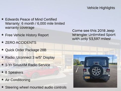 Used 2018 Jeep Wrangler Unlimited Sport AWD/4WD image 11