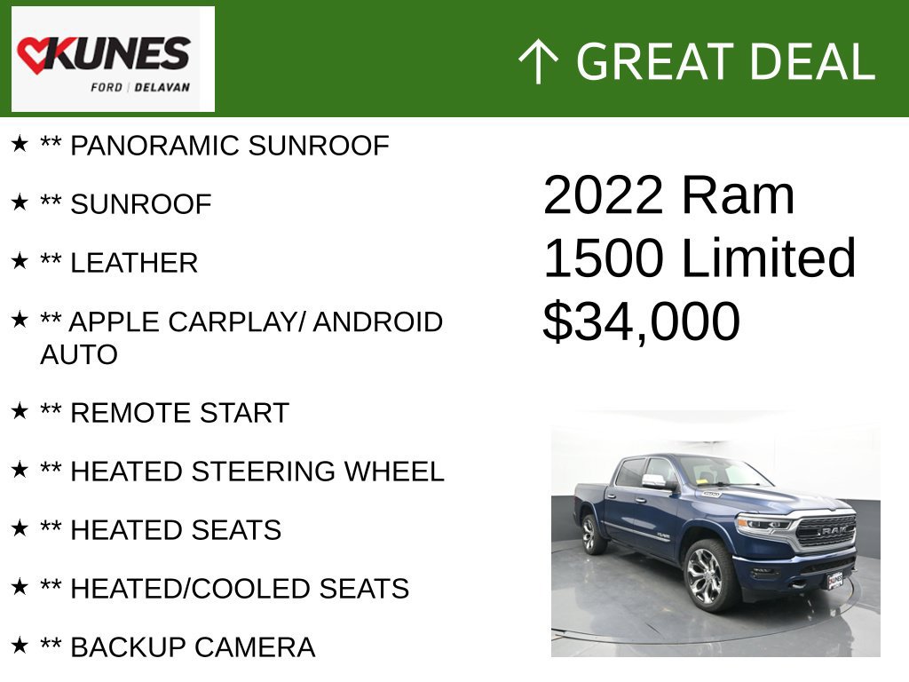 Used 2022 RAM 1500 Limited w/ Body-Colour Bumper Group AWD/4WD image 2