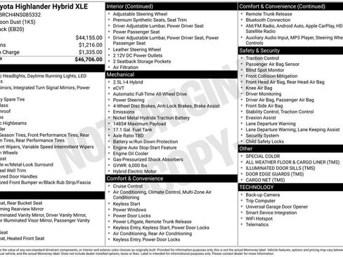 Used 2022 Toyota Highlander XLE image 1