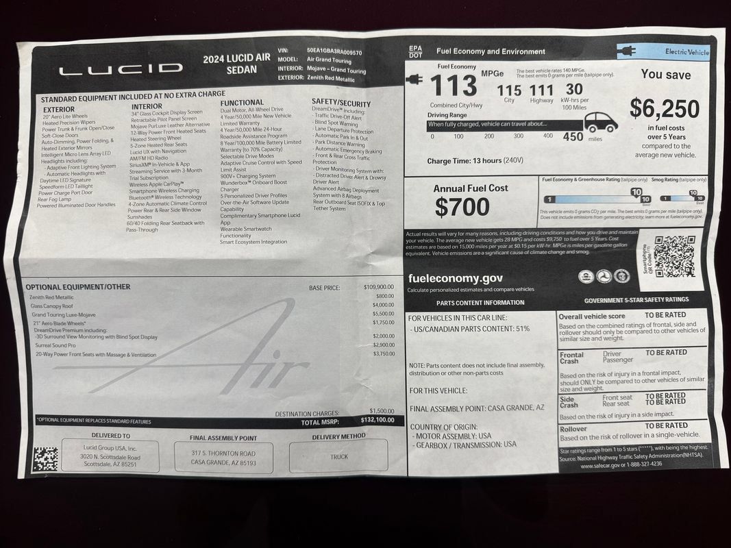 Used 2024 Lucid Air Grand Touring AWD/4WD image 35