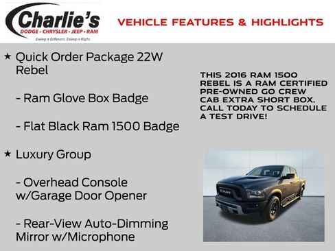 Certified 2016 RAM 1500 Rebel w/ Luxury Group image 7
