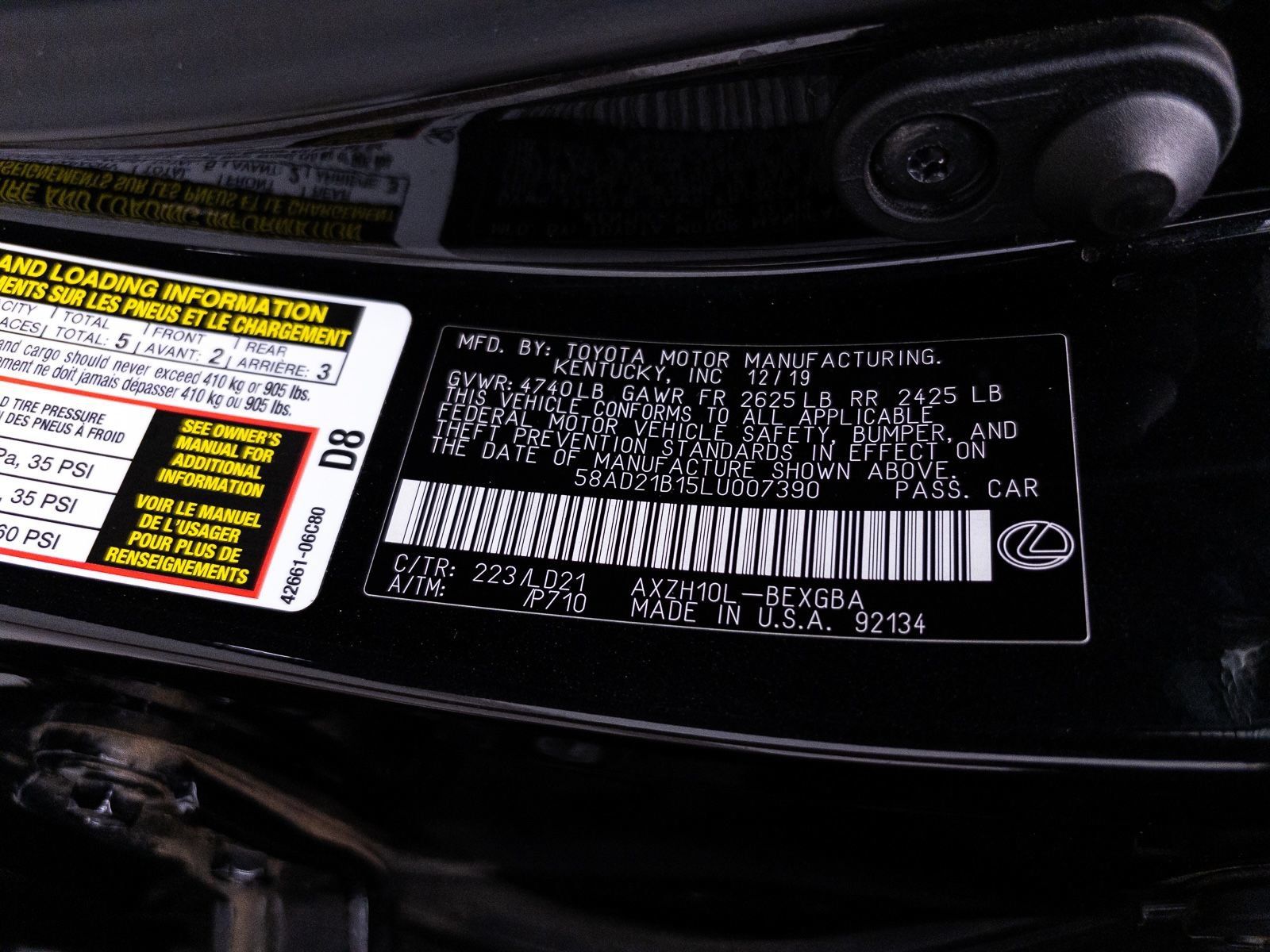 Used 2020 Lexus ES 300h w/ Premium Package FWD image 45
