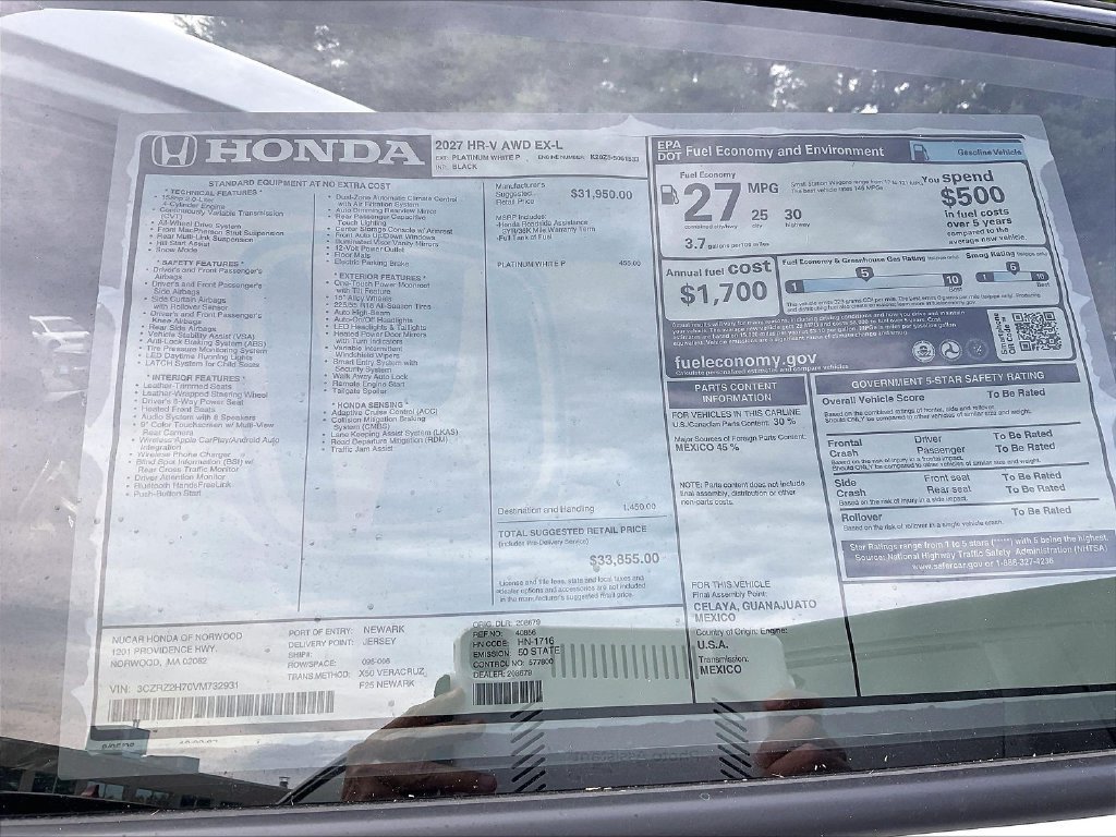 New 2027 Honda HR-V EX-L image 16