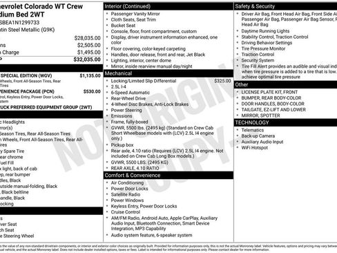 Used 2022 Chevrolet Colorado W/T w/ Custom Special Edition image 5