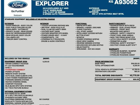 Used 2019 Ford Explorer XLT w/ Equipment Group 202A image 2