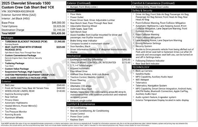 Certified 2025 Chevrolet Silverado 1500 Custom w/ Turbomax Blackout Package AWD/4WD image 9